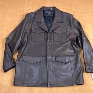 $650 NWT Black Rivet Wilson Leather Coat Jacket Men’s XXL Brown